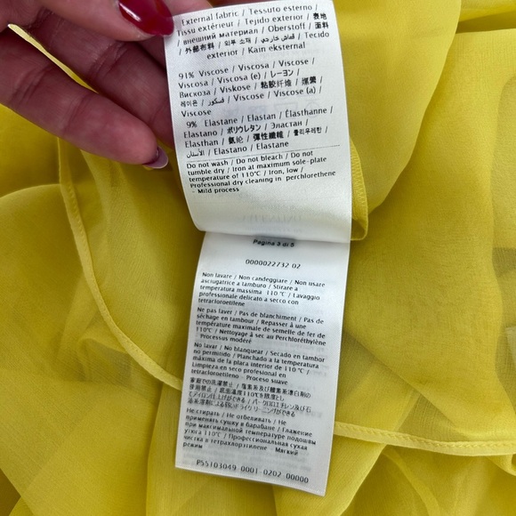 Valentino Garavani Women's US 6/ IT 42 Silk Chiffon Neck-Tie Blouse Yellow NWT - Picture 10 of 14